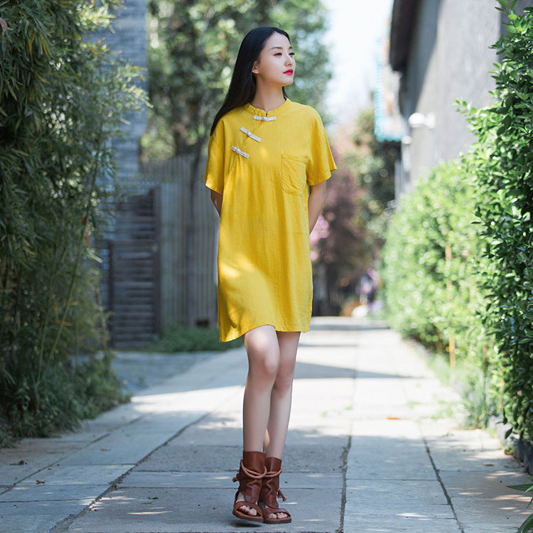 2023 improved version of cheongsam young style large size fat mm Republic of China retro Chinese style girls daily buckle dress 