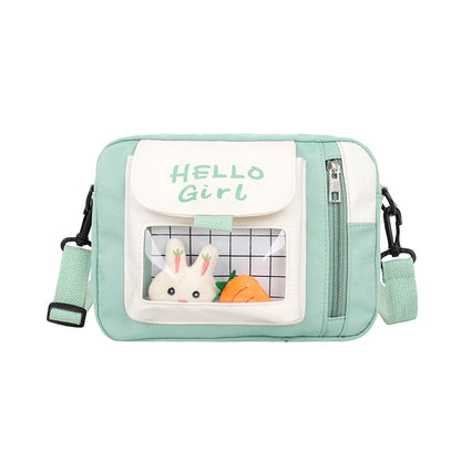 Canvas bag women's crossbody small bag ins style Japanese fresh style primary and secondary school students cute shoulder bag transparent jelly bag