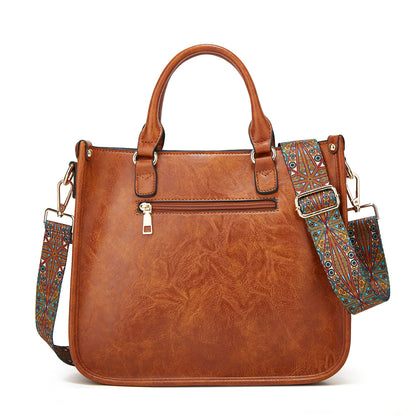 Cross-border bags 2023 autumn and winter new women's bags European and American retro tote bags single shoulder casual simple wide shoulder crossbody bag 