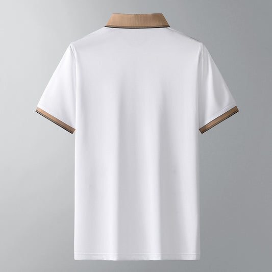 Summer new men's Korean style solid color lapel embroidery breathable POLO shirt tide couple all-match popular top 