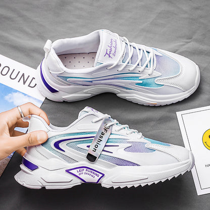 Men's shoes 2023 new summer breathable mesh shoes all-match small white men's sports and leisure increase daddy ins trendy shoes