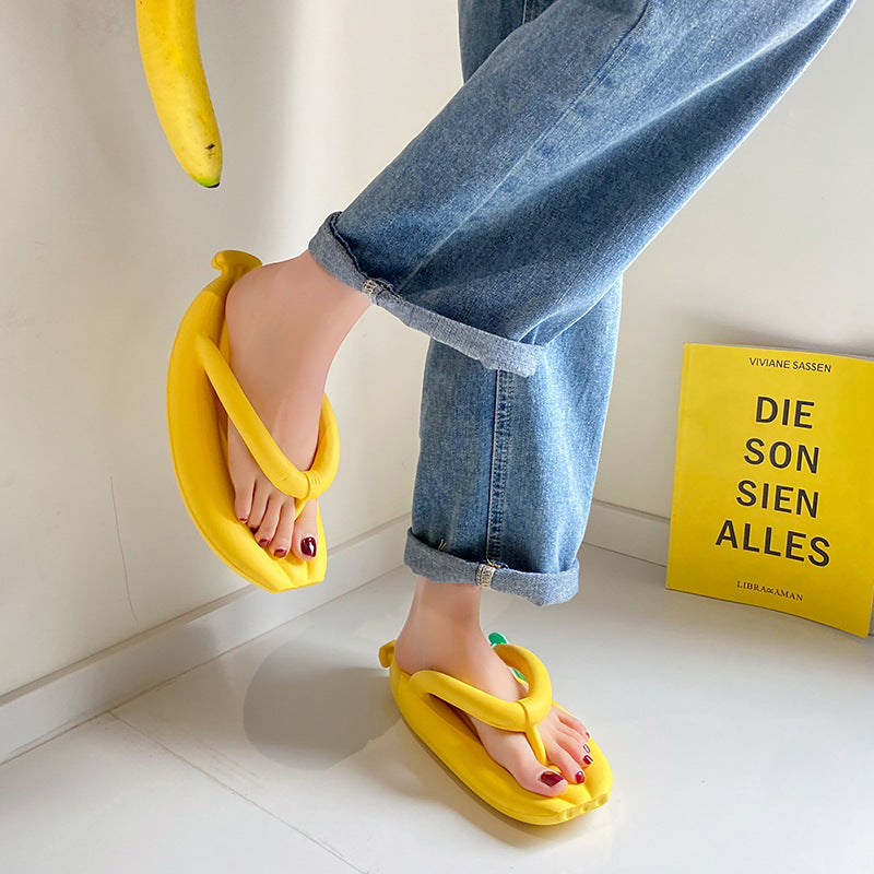 EVA New Banana Flip-flops Women's Summer Indoor Home Personality Thick Bottom Beach Wearing Sandals and Slippers Cross-border Wholesale 