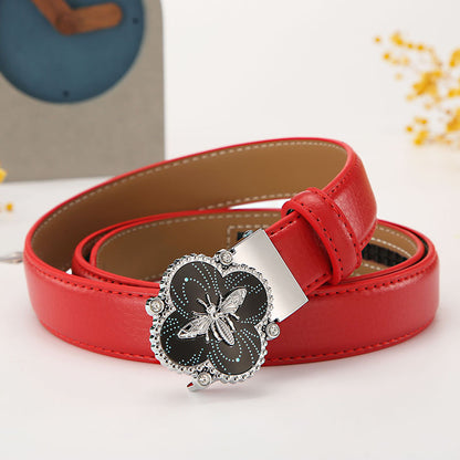Women's leather belt automatic buckle time to run Korean version sweet all-match belt female 2.4cm wide spot wholesale 