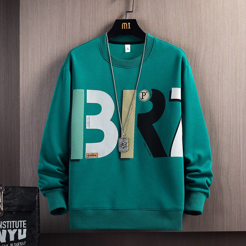 2023 Spring and Autumn Round Neck Sweater Men's Trendy Loose Casual Bottom Shirt Couple Internet Celebrity Top Clothes 