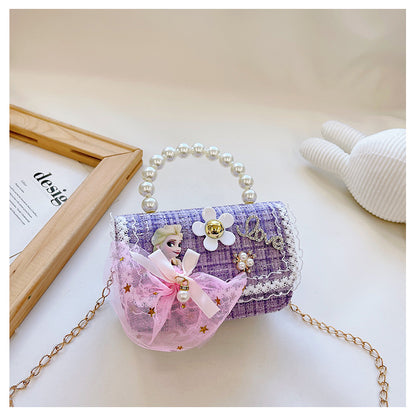 New style children's small square bag, stylish princess handbag, Korean style girl's chain crossbody bag, children's shoulder bag wholesale 