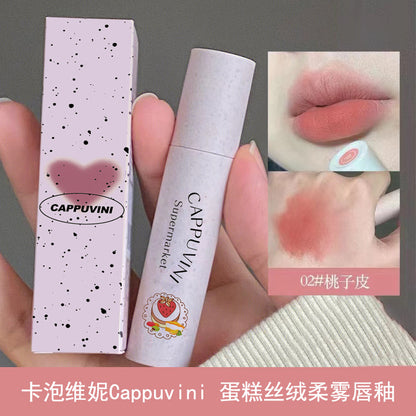 Cappuvini Lip Cream Velvet Matte Lipstick Soft Mist High-Looking Affordable Student Peach Matte Lipstick 