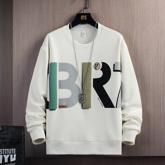 2023 Spring and Autumn Round Neck Sweater Men's Trendy Loose Casual Bottom Shirt Couple Internet Celebrity Top Clothes 