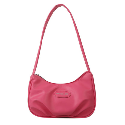 Niche texture silver bag for women 2023 new summer shoulder crossbody bag high-end pleated armpit crescent bag 