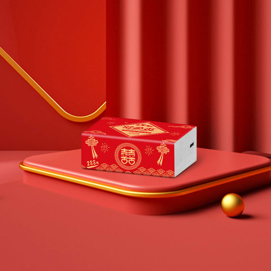 柔软舒适喜庆红结婚抽纸12包提装酒席纸巾4层加厚擦嘴餐巾纸包邮