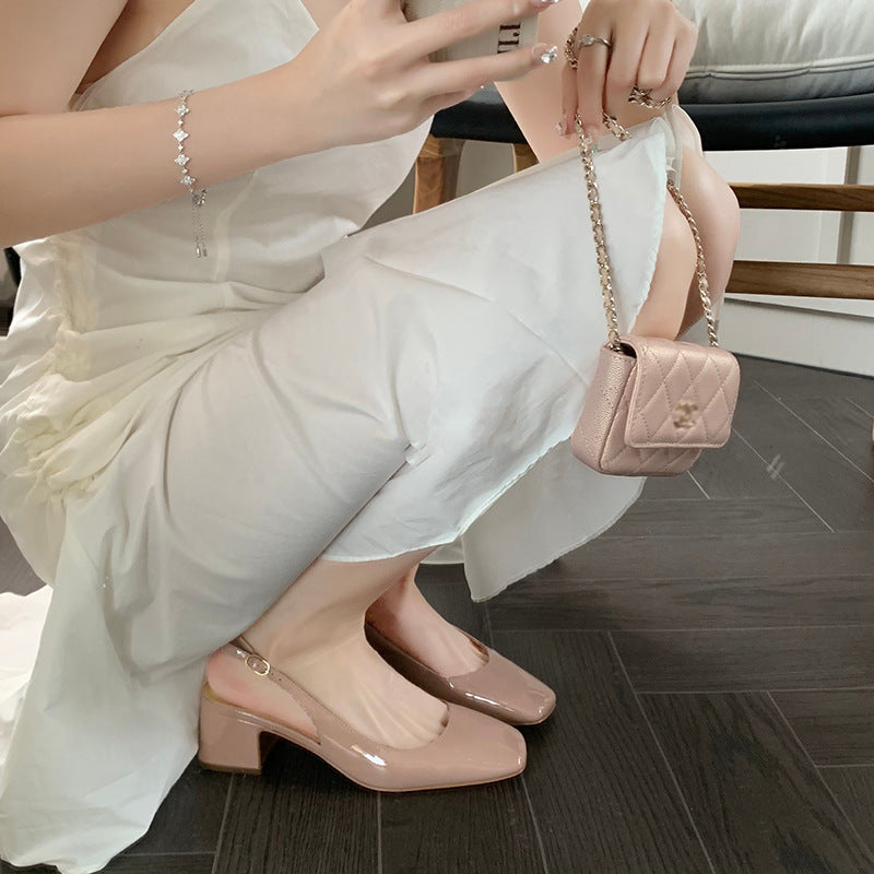 葡萄妈studiolee 里尔微风～方头可调节后空粗跟简约轻优雅单鞋女