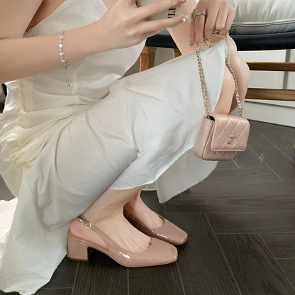 葡萄妈studiolee 里尔微风～方头可调节后空粗跟简约轻优雅单鞋女