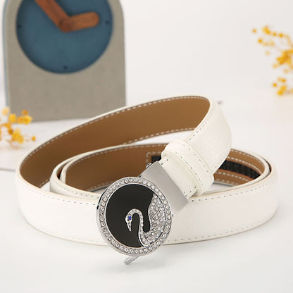 Women's leather belt automatic buckle time to run Korean version sweet all-match belt female 2.4cm wide spot wholesale 