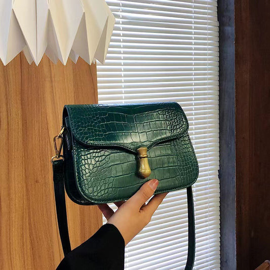 Niche crossbody women's bag 2023 new crocodile pattern bag small square bag retro fashion trend women's shoulder bag bag 
