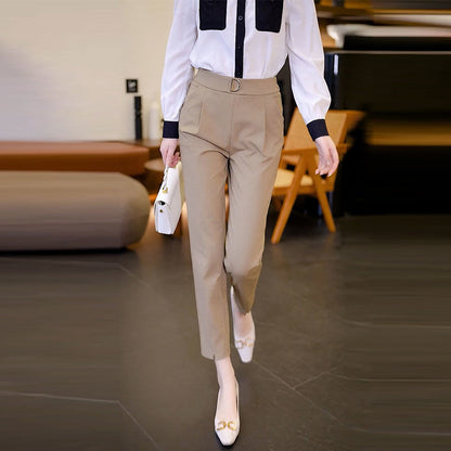 Women's pencil pants women's harem pants high waist loose women's trousers spring and autumn new small slim professional casual pants 