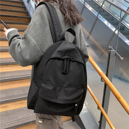 Simple and versatile solid color backpack for women's college birthday, college style school bag, female forest style middle school student trendy backpack 