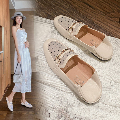 Flat single shoes အမျိုးသမီး 2023 ခုနှစ် နွေရာသီ အသစ် ကျော့ကျော့ အနီရောင် အသားတင် ဗလာကျင်း ပါးစပ် ပျော့ပျောင်းသော အောက်ခြေ ပြင်သစ် တစ်ခုတည်းသော ဖိနပ် တစ်စင်း ပဲစင်းငုံဖိနပ်