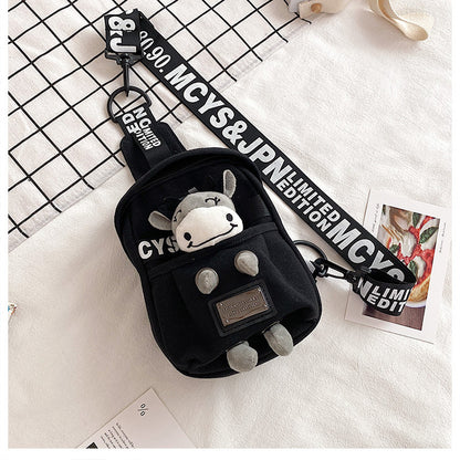 Cute little bag for women 2020 new style Internet celebrity versatile canvas crossbody chest bag ins trendy cool female student shoulder bag 