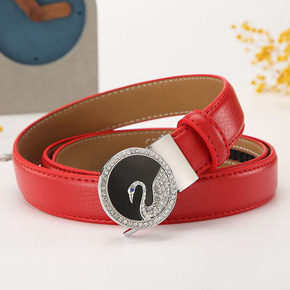 Women's leather belt automatic buckle time to run Korean version sweet all-match belt female 2.4cm wide spot wholesale 
