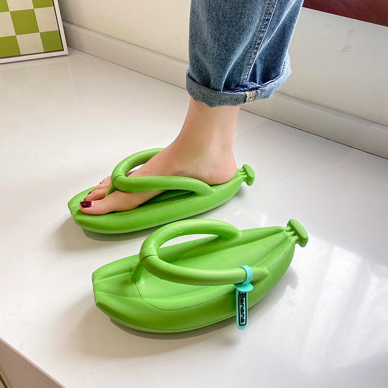 EVA New Banana Flip-flops Women's Summer Indoor Home Personality Thick Bottom Beach Wearing Sandals and Slippers Cross-border Wholesale 