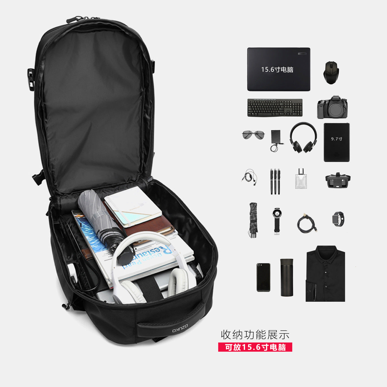 Ozuko Sports Backpack Men's Business Travel Laptop Backpack Outdoor Waterproof Men's Backpack 