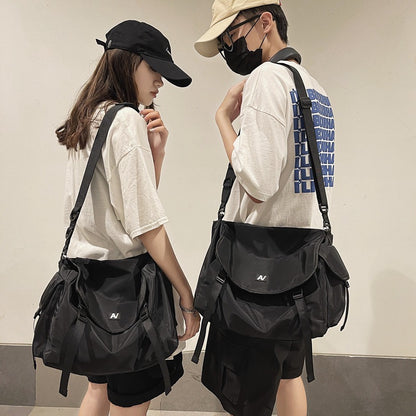 Work bag crossbody bag men's trendy brand Japanese hip-hop ins shoulder bag casual student trendy backpack women's shoulder bag 
