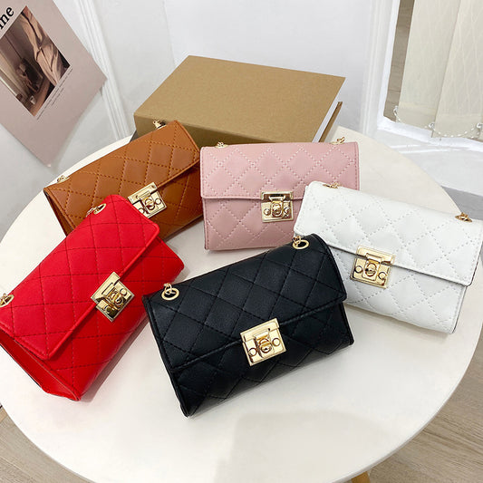 绣花小方包2021ladies bags韩版女士单肩包跨境包包女菱格链条包