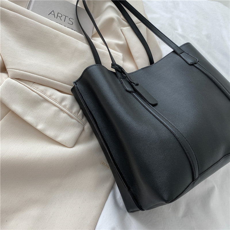 Autumn and winter large bags for women 2021 new Korean style trendy simple large-capacity soft leather tote bag casual versatile shoulder bag 