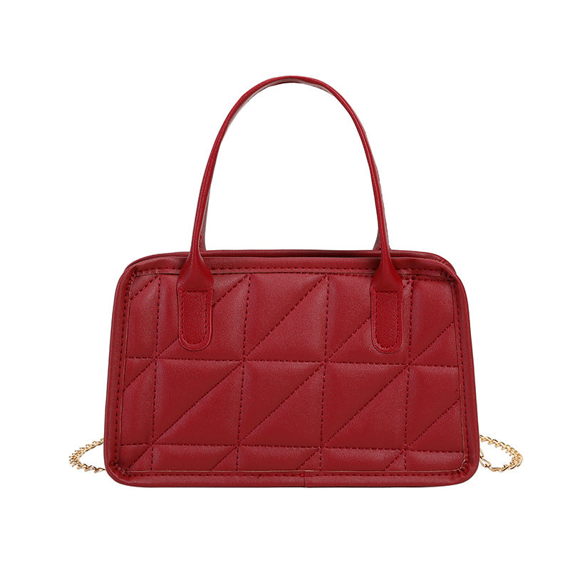 女士手提枕头包2021ladies handbags外贸包包女菱格链条绣花包