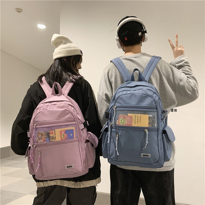 ins Japanese workwear schoolbag men's backpack women's Korean style high school college student simple backpack large capacity backpack 