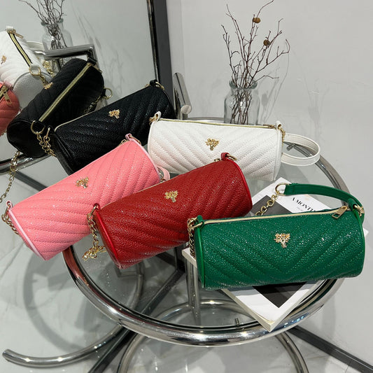圆筒包韩版女士小包 2022时尚bags 新款简约女包小众设计绣花女包
