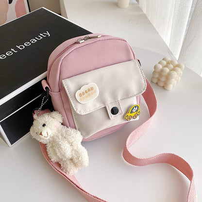 Canvas small bag women's crossbody lightweight shoulder bag 2021 new summer small fresh and cute student mobile phone bag 
