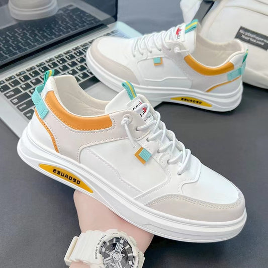 Sneakers for men 2024 new spring men's lightweight leather low-top sneakers college style all-match casual white single shoes