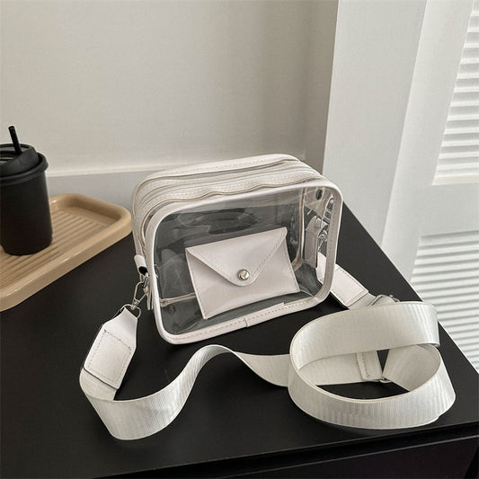 2023 New Broadband Bag Women's Crossbody Bag Fashion Casual Small Fresh Shoulder Envelope Bag Transparent Jelly Bag