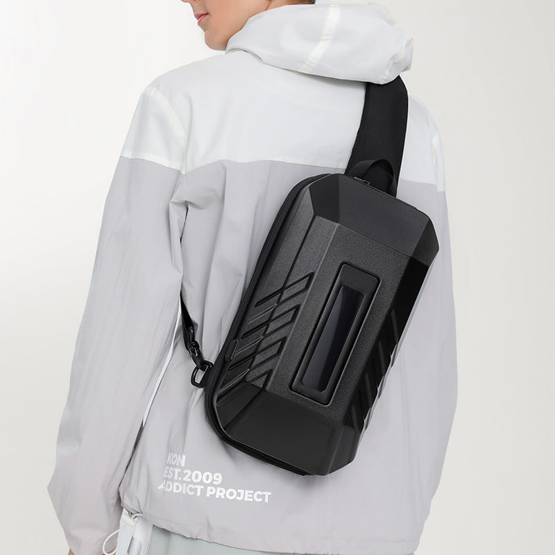 Ozuko trendy men's bag crossbody bag large capacity smart LED hard shell chest bag outdoor sports men's crossbody bag 