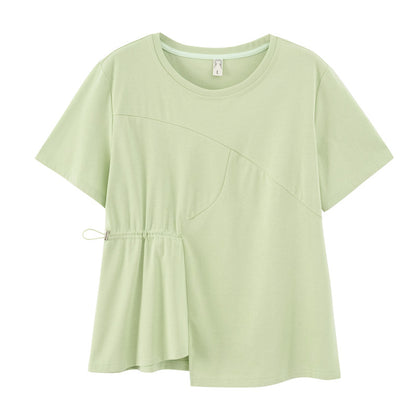Korean version of large size women's clothing fat sister 2023 summer new slimming sweet and spicy style T-shirt tops wholesale 18031 