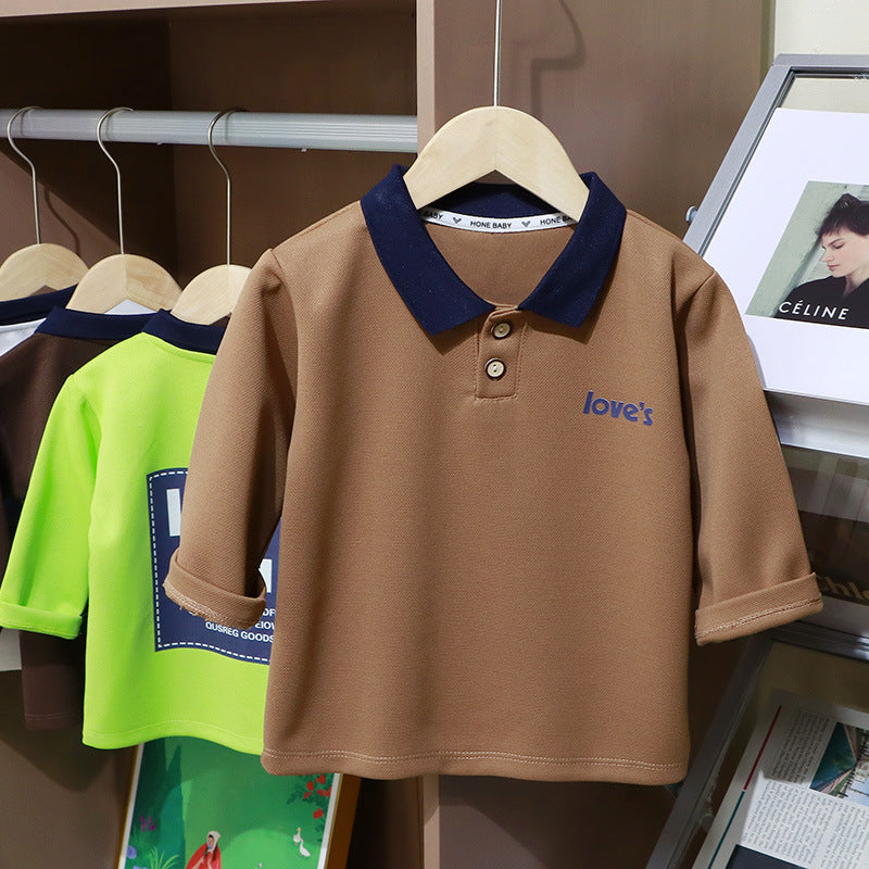 儿童polo衫女童外穿打底男童polo领上衣男童t恤宝宝衣服服服批发