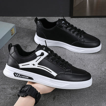 Board shoes men's 2023 new spring men's students sports casual board shoes leather surface Korean version all-match small white shoes