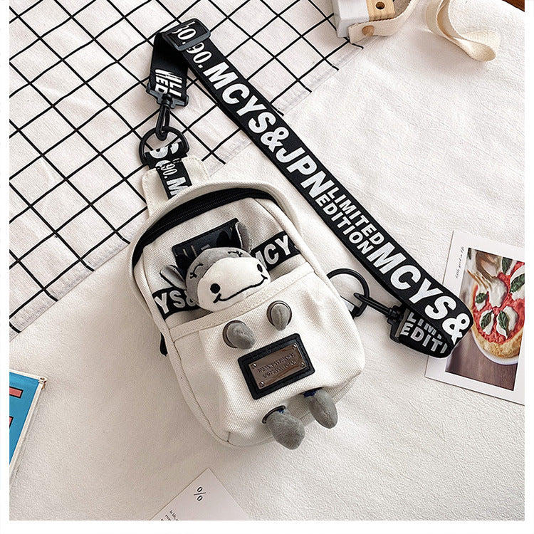 Cute little bag for women 2020 new style Internet celebrity versatile canvas crossbody chest bag ins trendy cool female student shoulder bag 