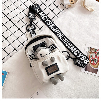 Cute little bag for women 2020 new style Internet celebrity versatile canvas crossbody chest bag ins trendy cool female student shoulder bag 