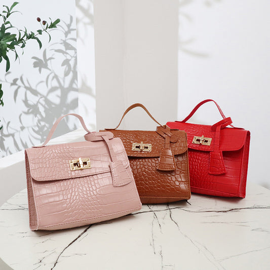 鳄鱼纹小方包2022ladies handbag外贸小包批发休闲户外单肩凯莉包