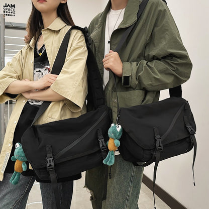 Hip-hop fashion brand men's workwear bag single shoulder large capacity crossbody bag student Ruiying trendy shoulder bag female postman functional bag 