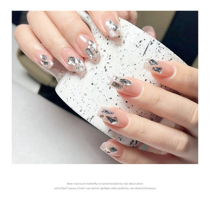 Nail art jewelry wholesale mini small crystal white diamond washable mesh hot base special-shaped silver diamond nails super shiny 