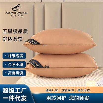 Hilton feather velvet five-star hotel pillow core household cervical pillow single hotel health care neck pillow wholesale 