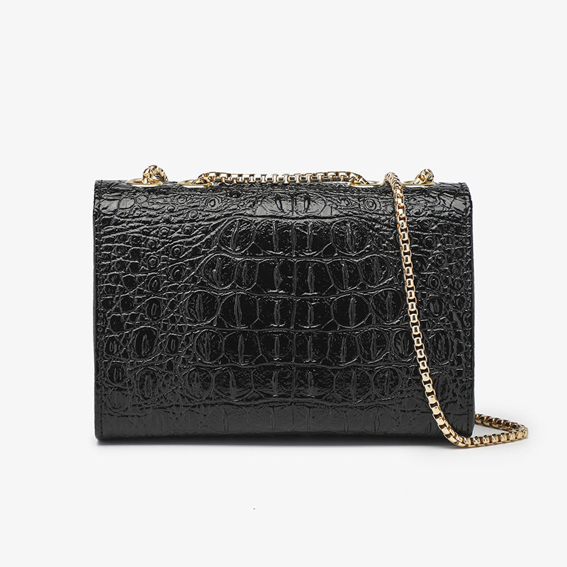 Welfare style fashionable crocodile pattern small square bag 2023 ladies bags cross-border women's bag wholesale versatile chain bag 