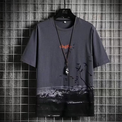 男士短袖2023年新款青年潮流上衣服印花半袖t恤休闲短衫薄款体恤6