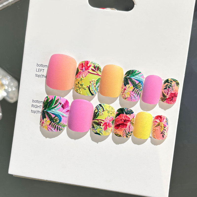 Wearable manicure finished nail patches for adults short bridal style embossed nude color 2023 new nail patches 