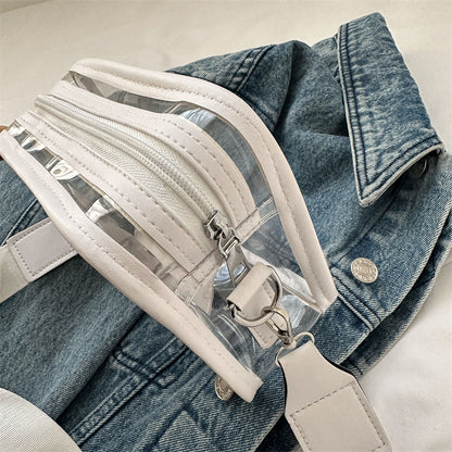2023 New Broadband Bag Women's Crossbody Bag Fashion Casual Small Fresh Shoulder Envelope Bag Transparent Jelly Bag