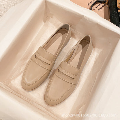 1288-5 loafers အမျိုးသမီး 2023 အသစ်အပြား နှစ်ထပ်ဝတ် ဗြိတိန်စတိုင် သေးငယ်သော သားရေဖိနပ် တစ်ခုတည်း ဖိနပ် စလစ်ပေါ်မှ စစ်မှန်သော သားရေ အမျိုးသမီး ဖိနပ်များ 