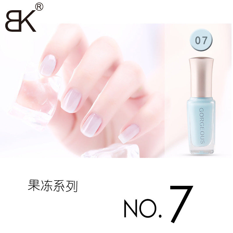 Only for foreign trade BK translucent jelly nail polish ice transparent candy gentle internet celebrity nude color quick drying long lasting non-peelable 