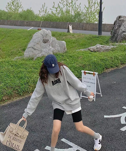 ADER 2022韩国潮牌秋冬新款 刺绣套头圆领卫衣男女同款情侣卫衣